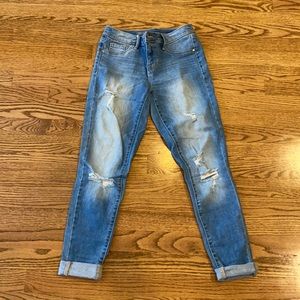 High waisted skinny jegging